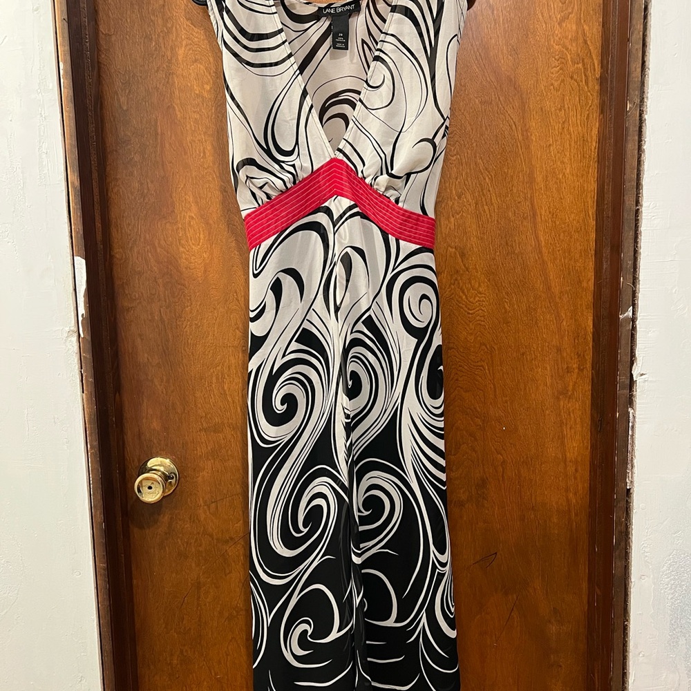 Lane Bryant Black and White Maxi Dress with Red Detail